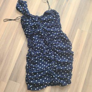 Forever 21 - Small, Navy, Polka-dot Zip-up Dress